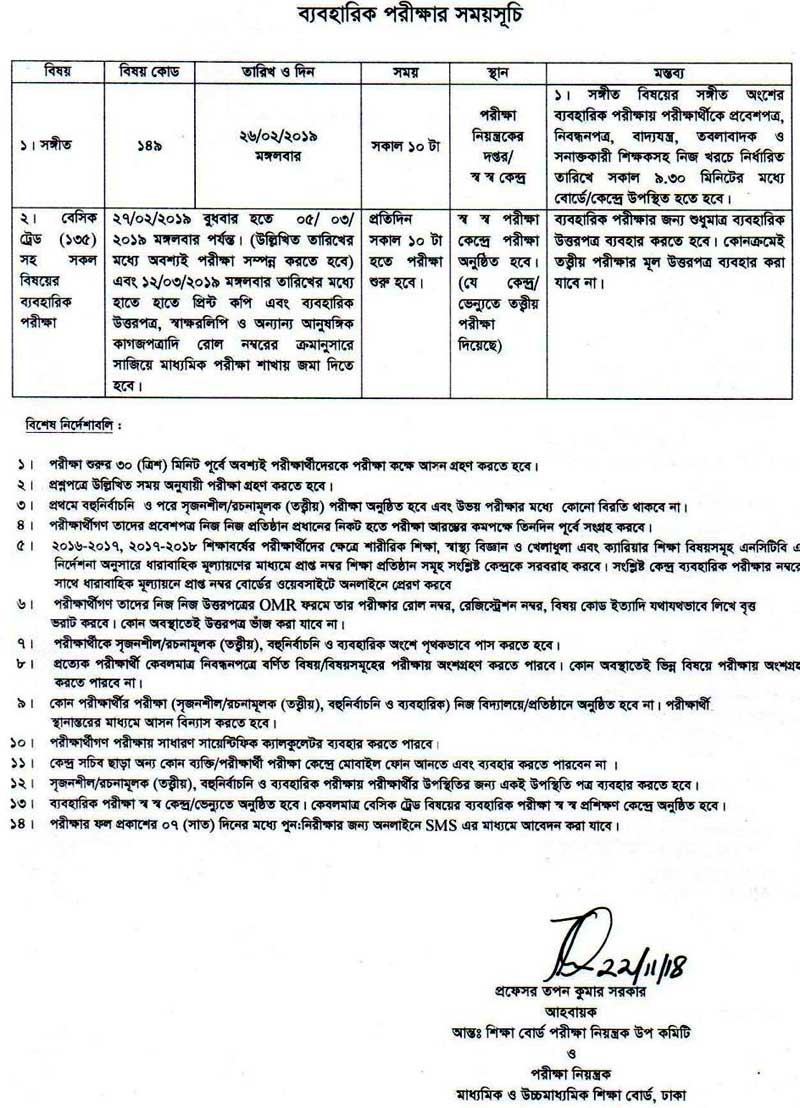SSC Practical Exam Routine 2019