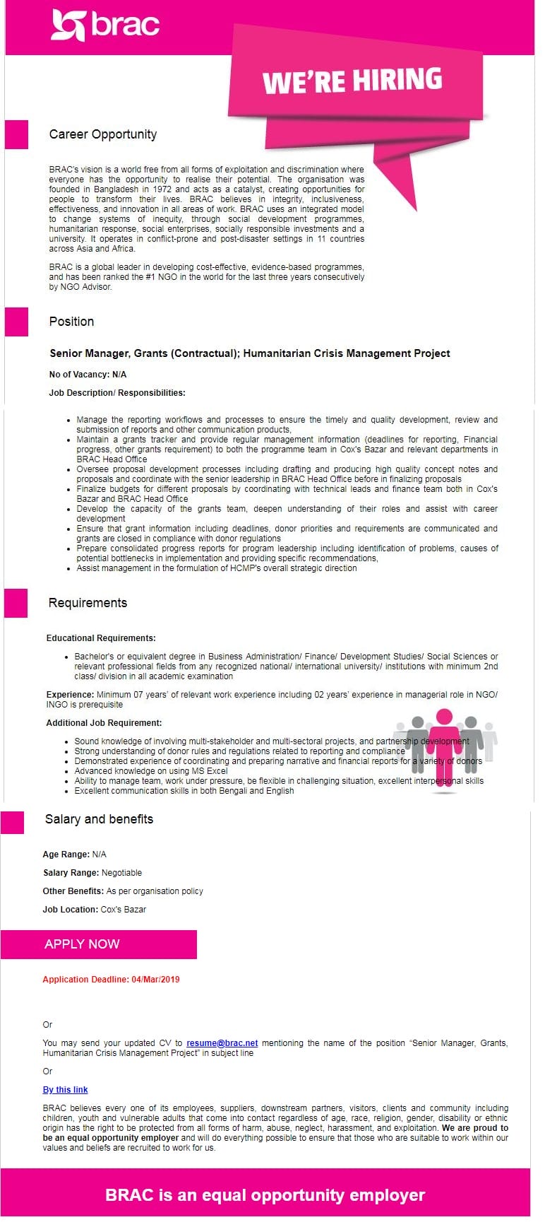 BRAC NGO Job Circular 2019