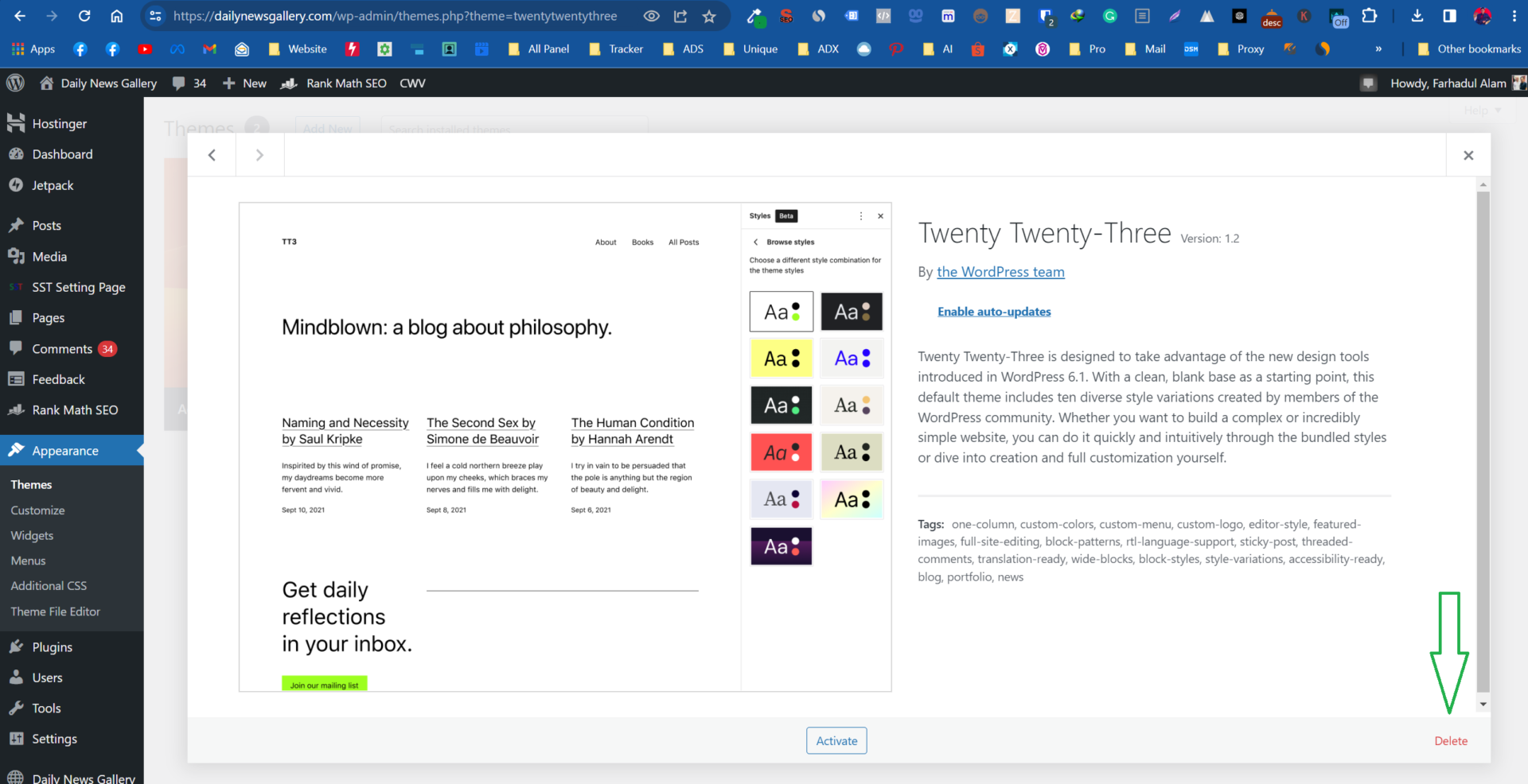 Delete Theme in WordPress